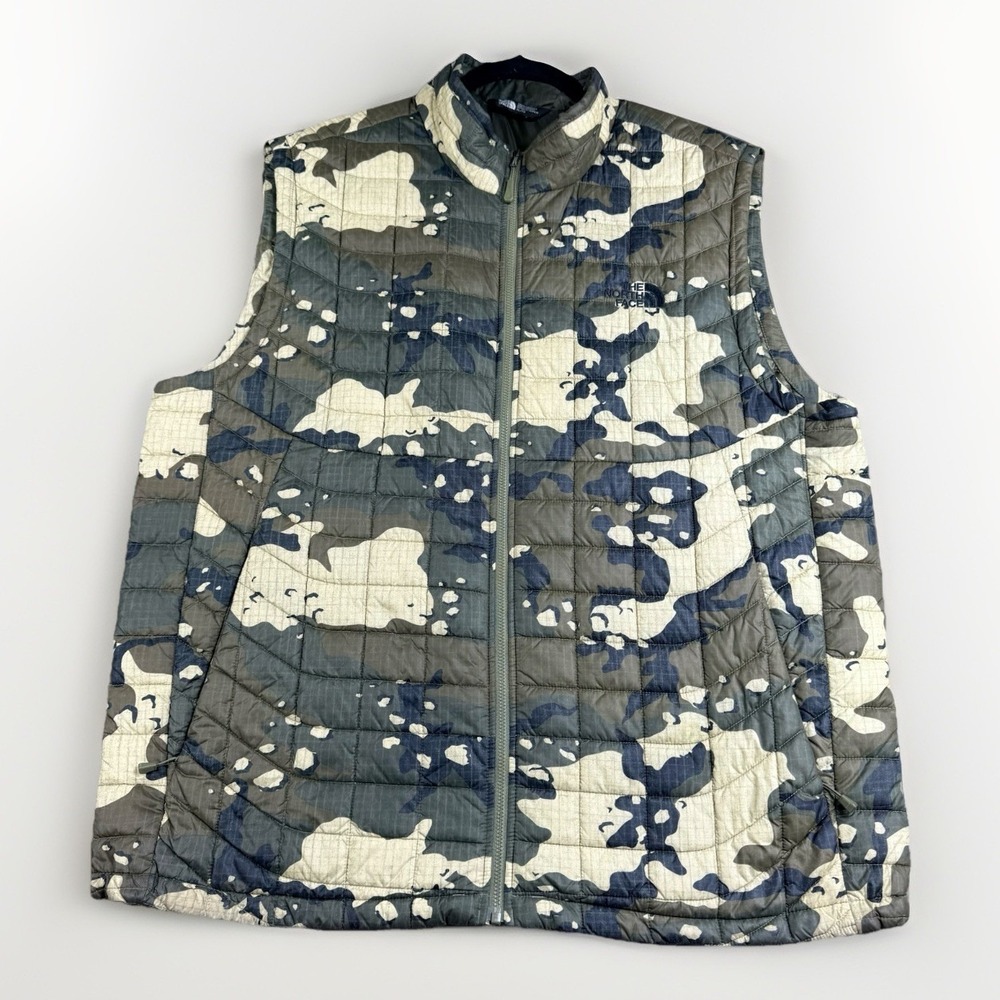 The North‎ Face Mens XL ThermoBall Camo Vest Lightweight Puffer Full Zip